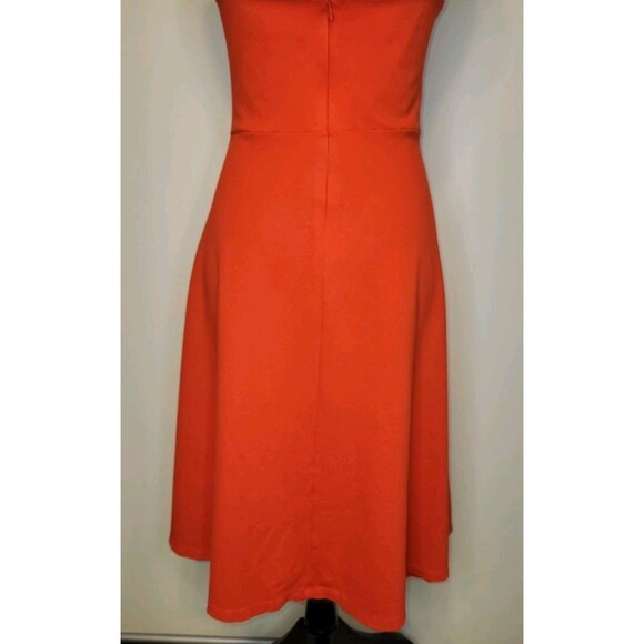 Lulus Coral Red Cocktail Midi Dress Womens LG Stretch V Neck Sexy Elegant Classy - Picture 11 of 14